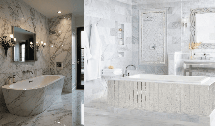 Mandi Tile marmer ngurilingan Mandi
